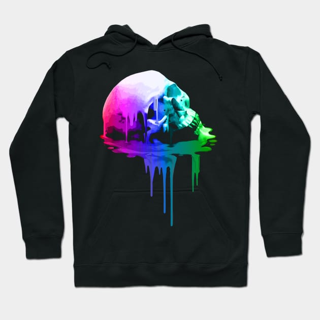 Melting Skull in Vivid Colors Hoodie by robotface